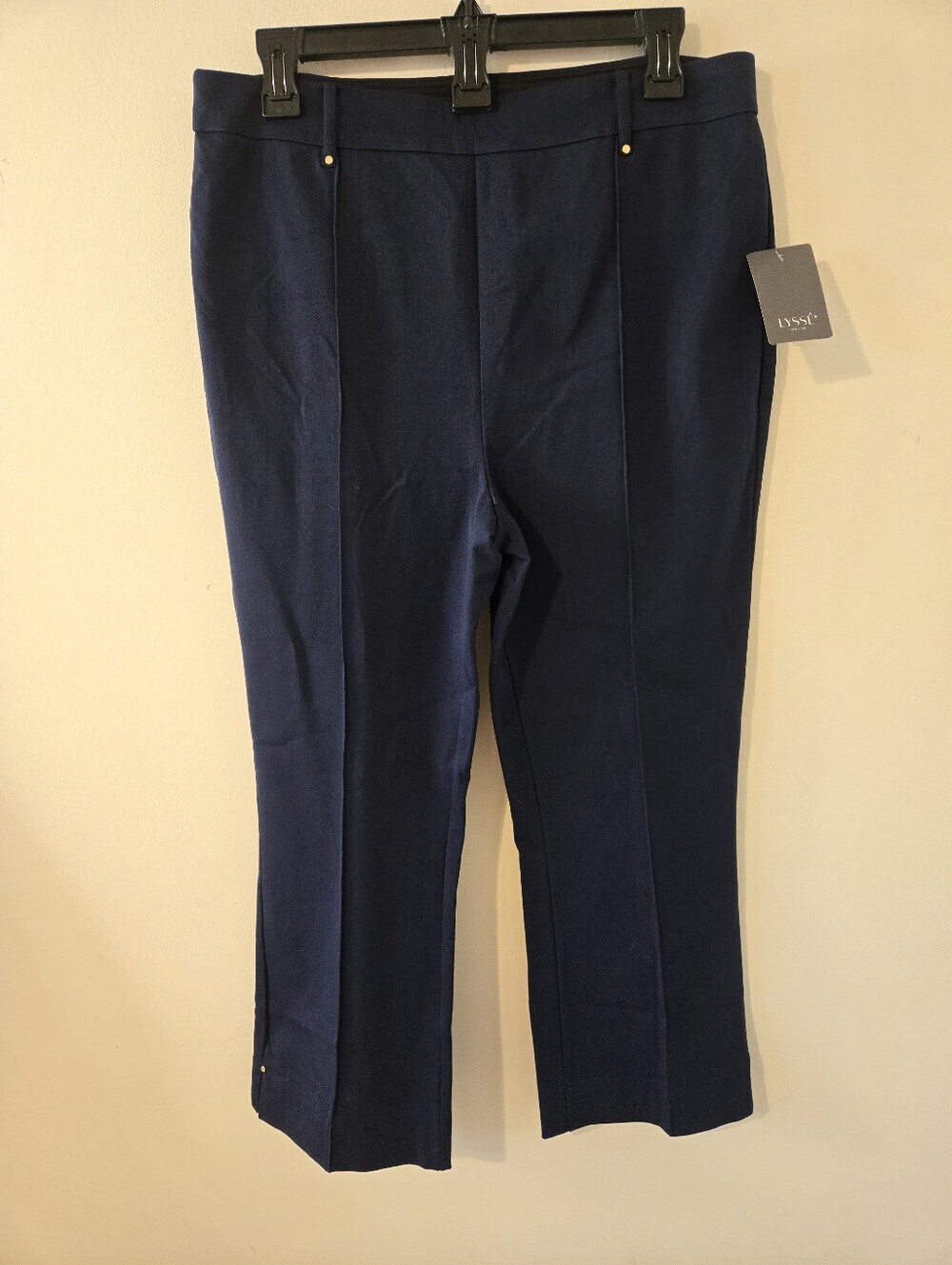 NWT Lyssé Amanda Twill Bootcut Crop Pants Navy Blue L Pull On Stretch